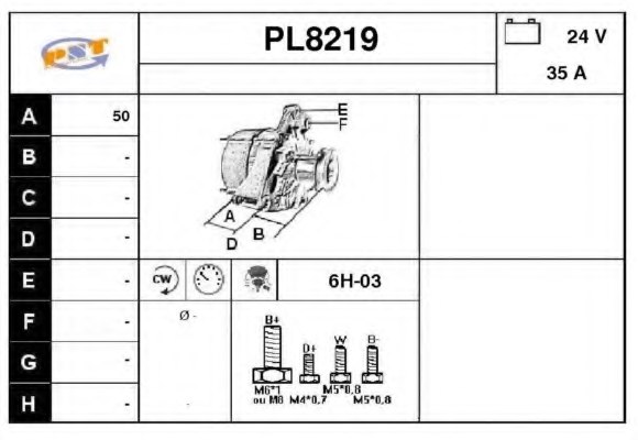 SNRA PL8219 Alternator
